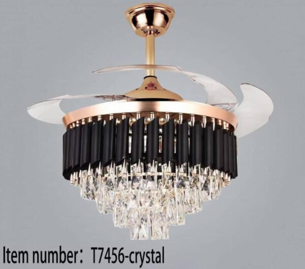 Classic Crystal Chandelier Fan with Retractable Blades