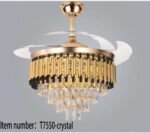 Glamorous Gold Crystal Chandelier Fan