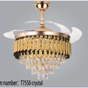 Glamorous Gold Crystal Chandelier Fan