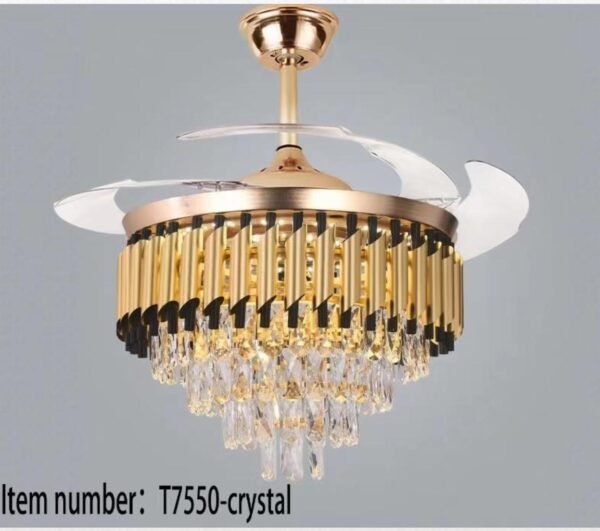 Glamorous Gold Crystal Chandelier Fan