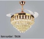 Industrial-Style Crystal Chandelier Fan