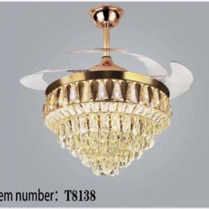 Industrial-Style Crystal Chandelier Fan