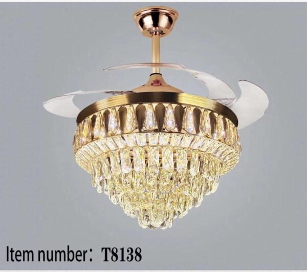 Industrial-Style Crystal Chandelier Fan