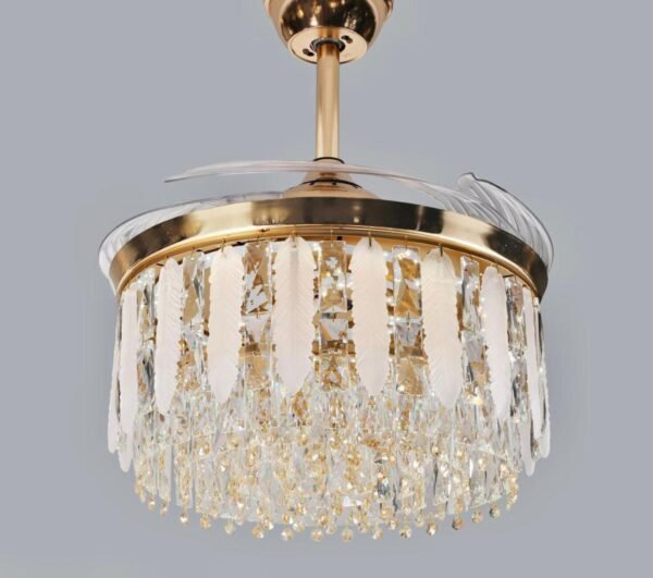 Chrome Finish Crystal Chandelier Fan