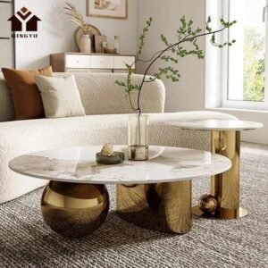 white  composite marble  top set of 2