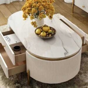 White finish marble top with mdf drawer
