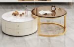 Brown glass top and mdf drawer- set of 2