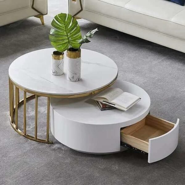 White marble top & MDF  DRAWER set of 2